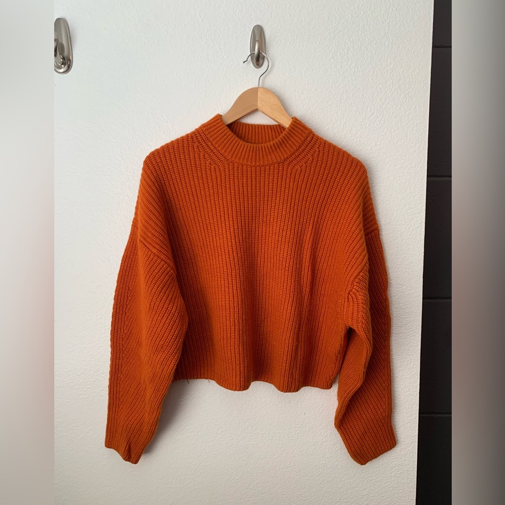 & other stories wool mock neck cropped sweater